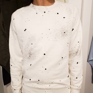 Levi's White Sweater with ink pattern